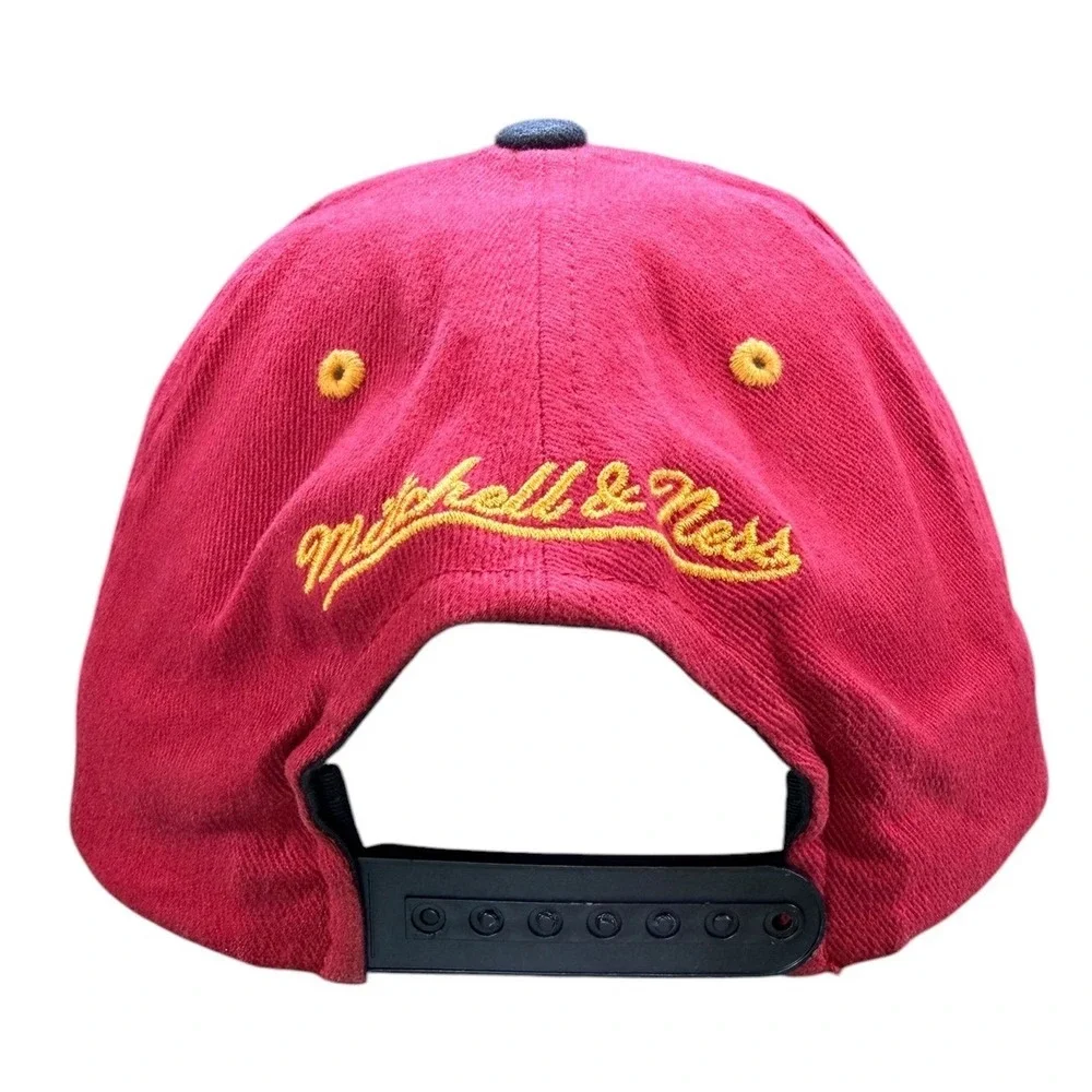 Mitchell & Ness Miami Heat Native Stripe Snapback Hat Red Woven Brim NBA 2014
